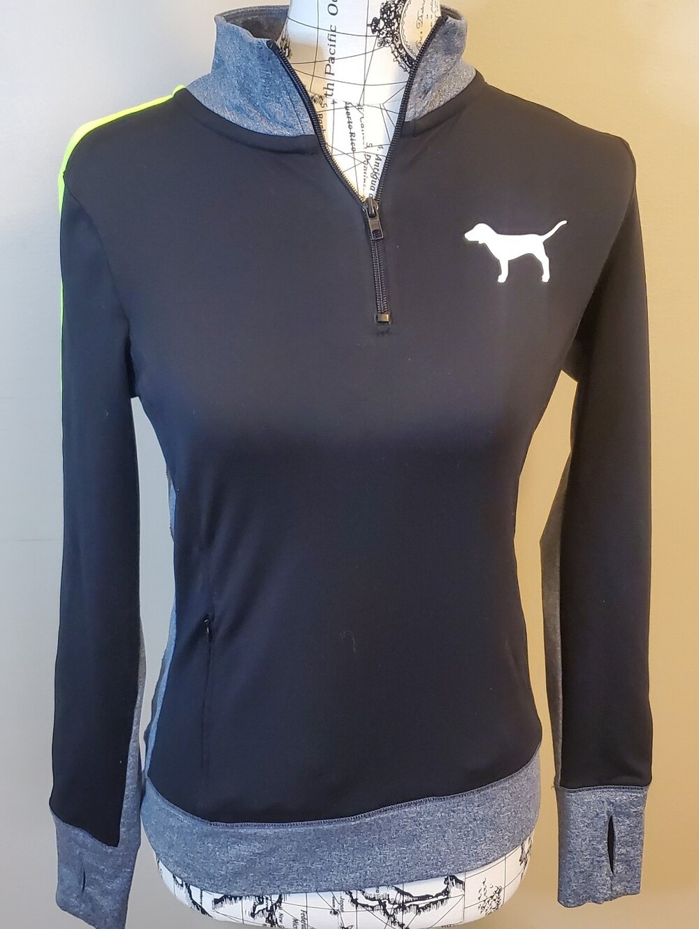 Victoria’s Secret PINK Ultimate XS Athletic Running Pullover Neon Stripe